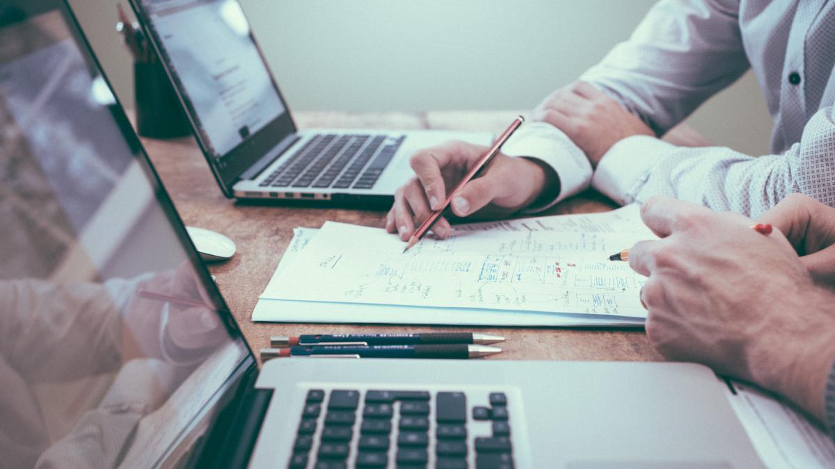 financial spreadsheet and computers